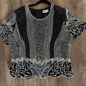 ODEON Art Deco Sequin & Beaded Party Top – Size 18